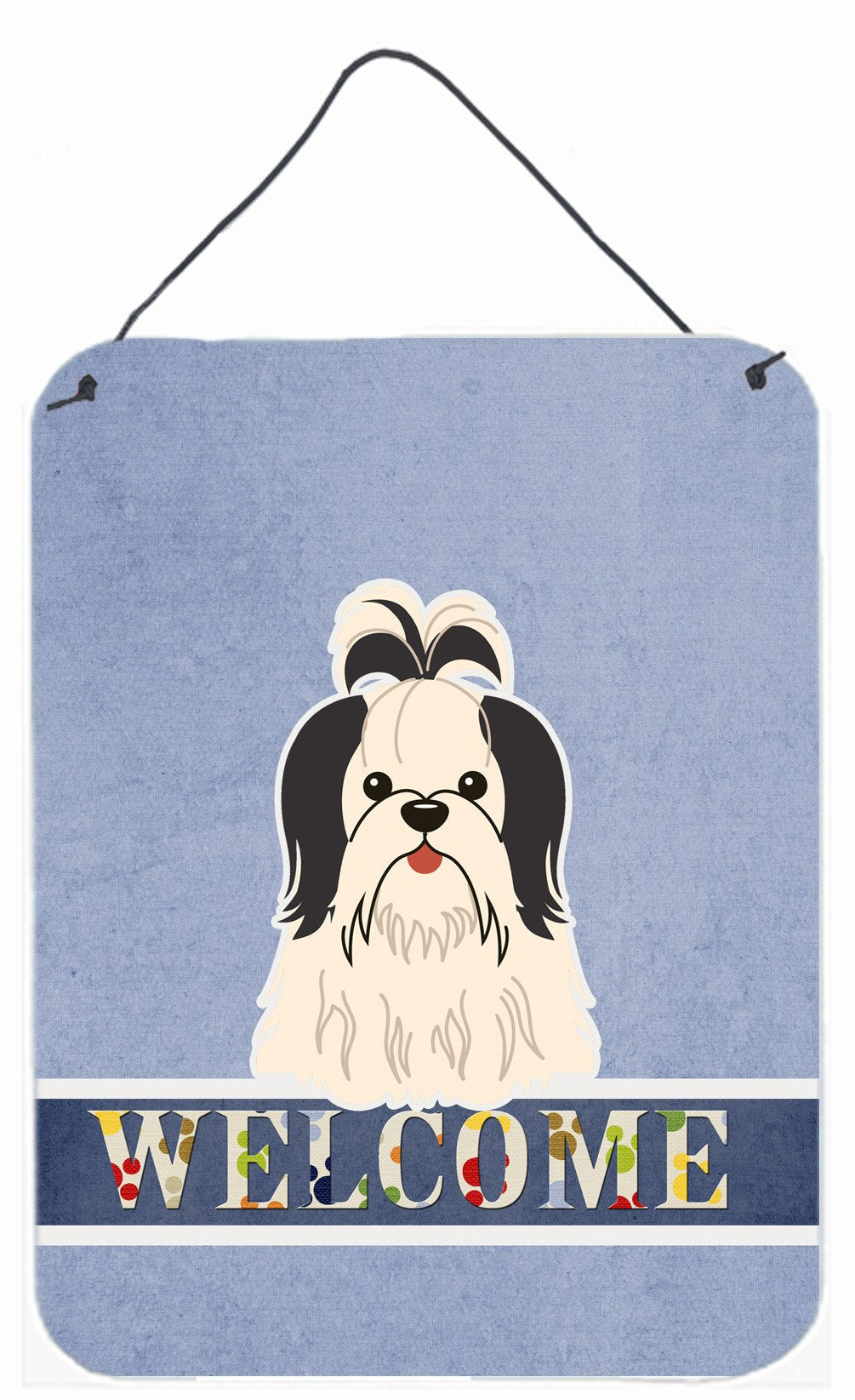 Shih Tzu Black White Welcome Wall or Door Hanging Prints BB5669DS1216 by Caroline's Treasures