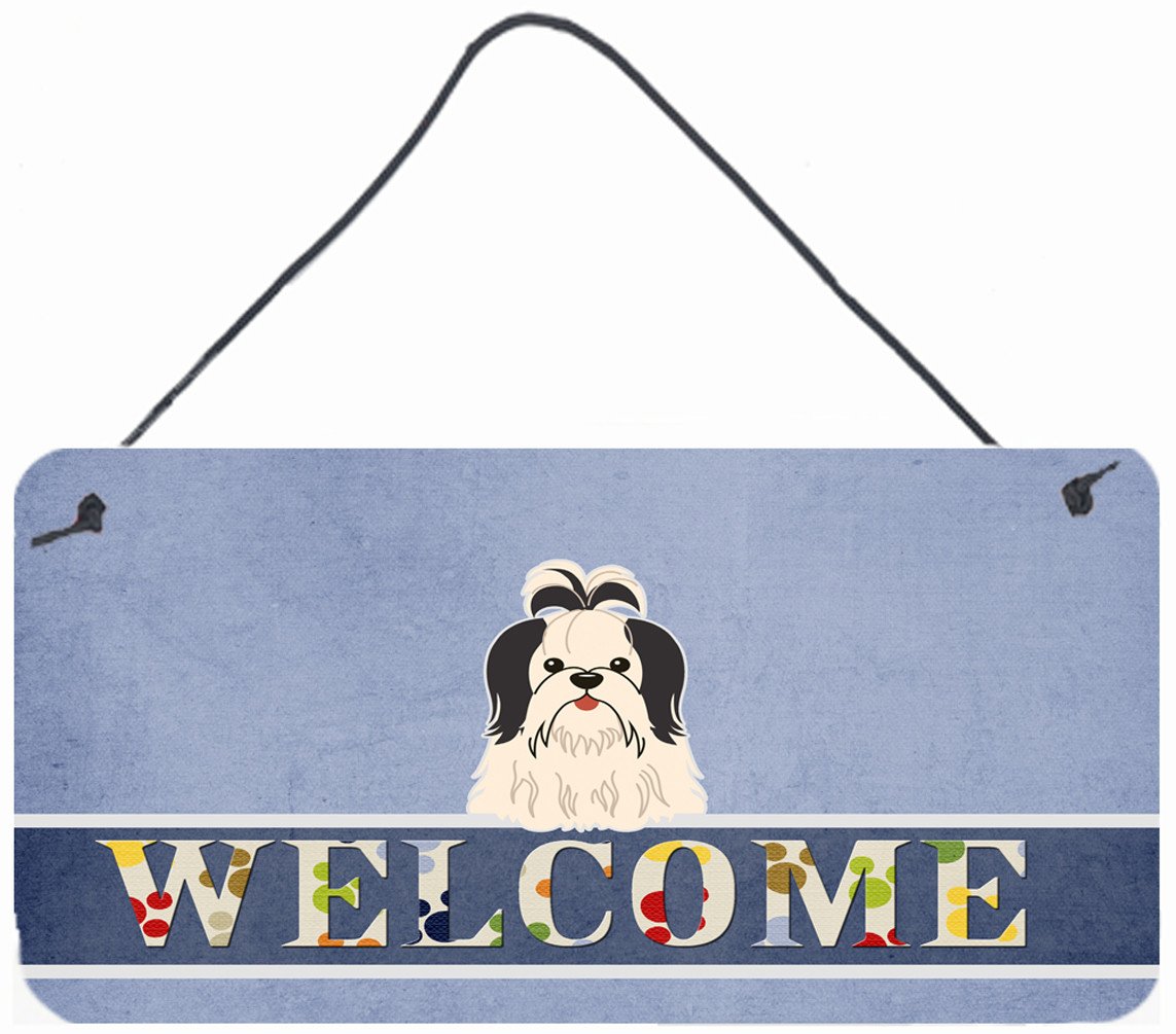 Shih Tzu Black White Welcome Wall or Door Hanging Prints BB5669DS812 by Caroline's Treasures