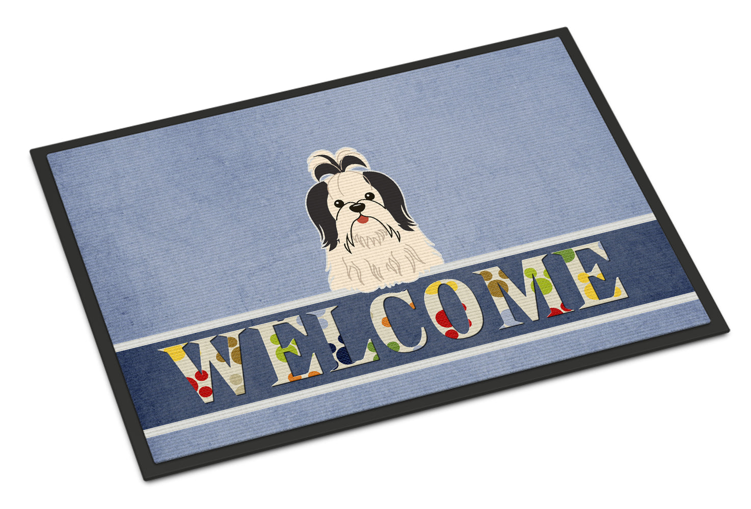 Shih Tzu Black White Welcome Indoor or Outdoor Mat 18x27 BB5669MAT - the-store.com