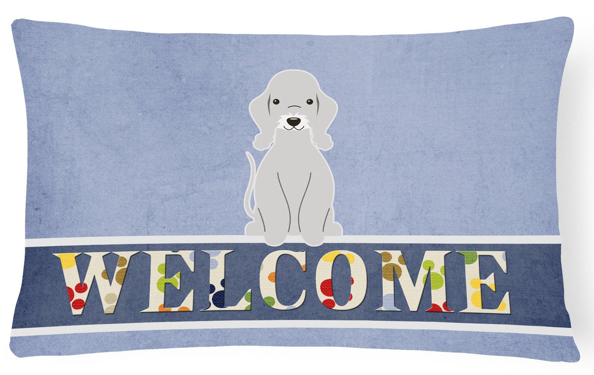 Bedlington Terrier Blue Welcome Canvas Fabric Decorative Pillow BB5671PW1216 by Caroline&#39;s Treasures