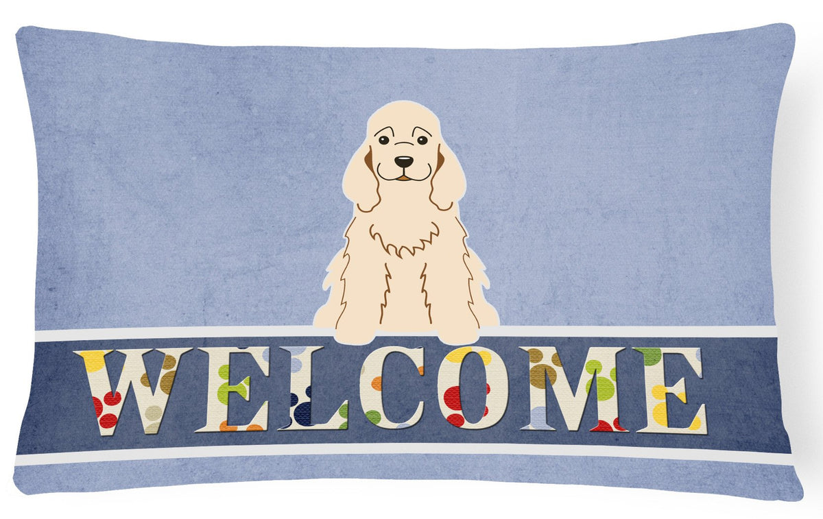 Cocker Spaniel Buff Welcome Canvas Fabric Decorative Pillow BB5675PW1216 by Caroline&#39;s Treasures