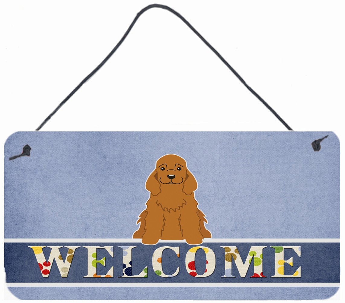Cocker Spaniel Red Welcome Wall or Door Hanging Prints BB5676DS812 by Caroline's Treasures
