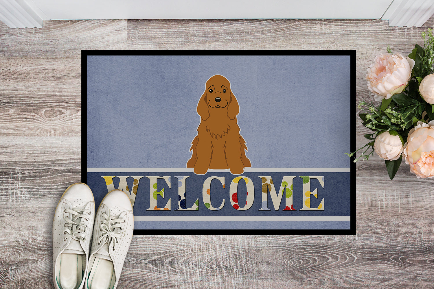 Cocker Spaniel Red Welcome Indoor or Outdoor Mat 18x27 BB5676MAT - the-store.com
