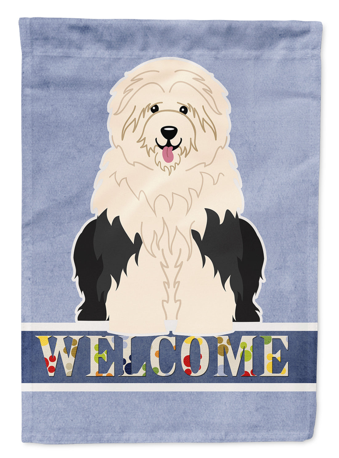 Old English Sheepdog Welcome Flag Canvas House Size BB5677CHF