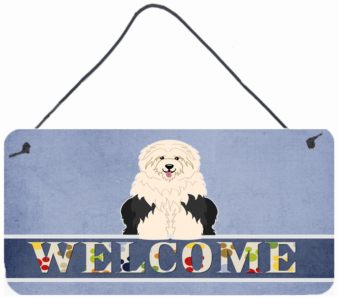 Old English Sheepdog Welcome Wall or Door Hanging Prints BB5677DS812 by Caroline's Treasures