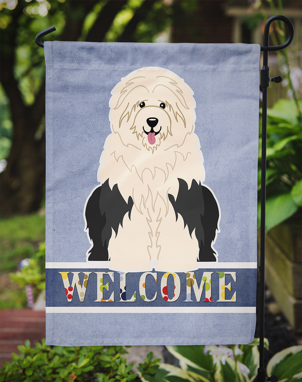Old English Sheepdog Welcome Flag Garden Size BB5677GF  the-store.com.