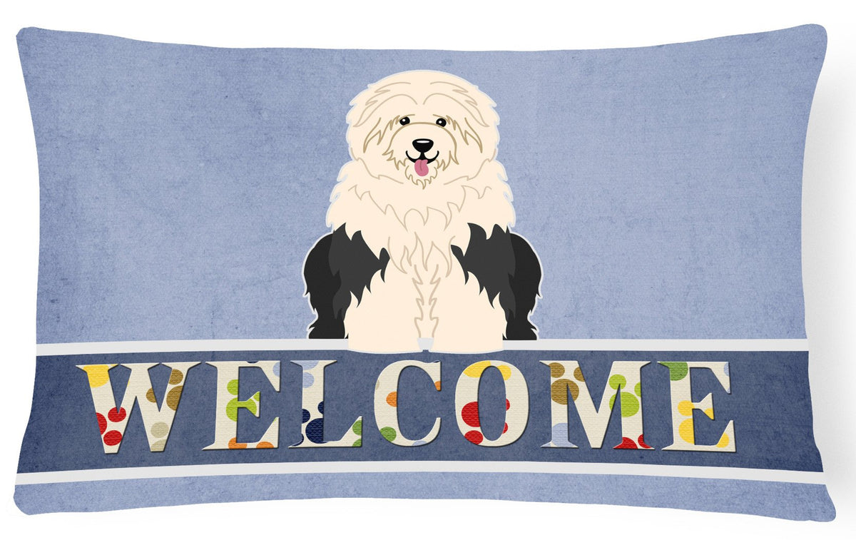 Old English Sheepdog Welcome Canvas Fabric Decorative Pillow BB5677PW1216 by Caroline&#39;s Treasures