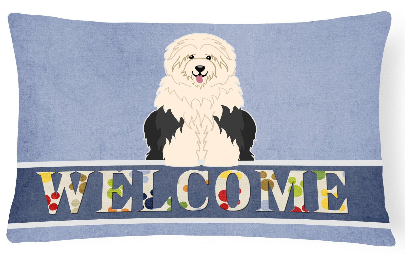 Old English Sheepdog Welcome Canvas Fabric Decorative Pillow BB5677PW1216 by Caroline's Treasures