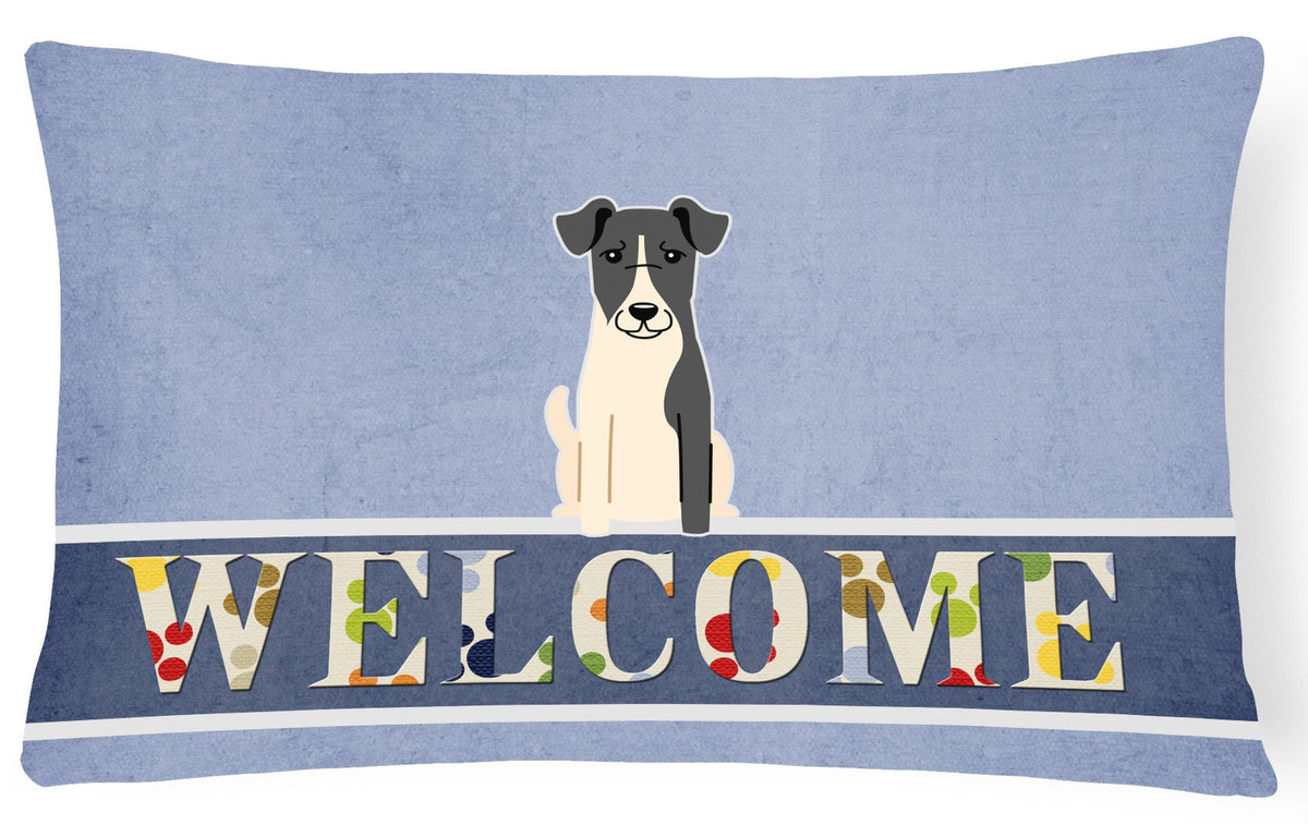 Smooth Fox Terrier Welcome Canvas Fabric Decorative Pillow BB5679PW1216 by Caroline&#39;s Treasures