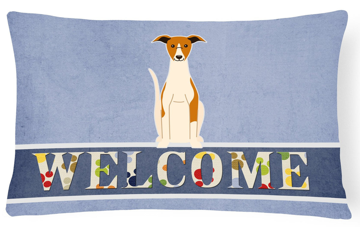Whippet Welcome Canvas Fabric Decorative Pillow BB5680PW1216 by Caroline&#39;s Treasures