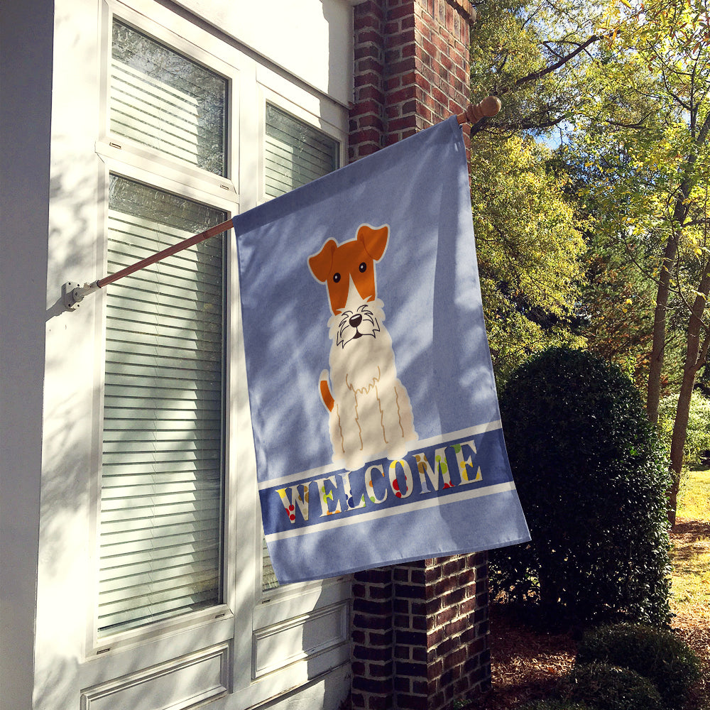 Wire Fox Terrier Welcome Flag Canvas House Size BB5682CHF  the-store.com.