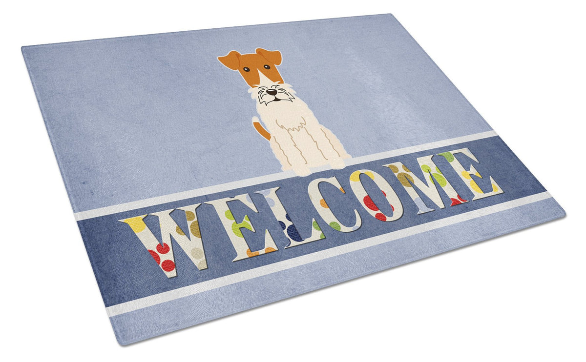 Wire Fox Terrier Welcome Glass Cutting Board Large BB5682LCB by Caroline&#39;s Treasures