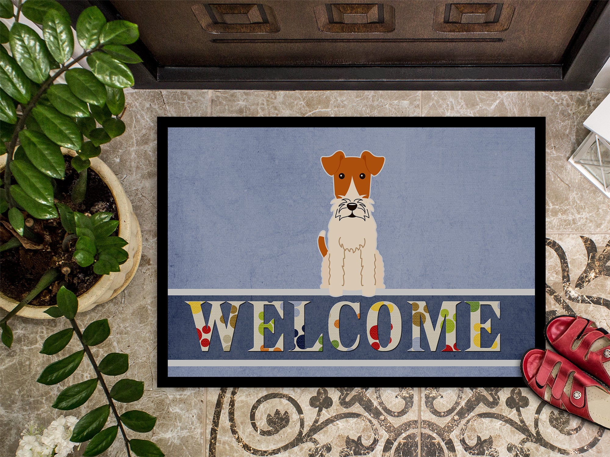 Wire Fox Terrier Welcome Indoor or Outdoor Mat 18x27 BB5682MAT - the-store.com