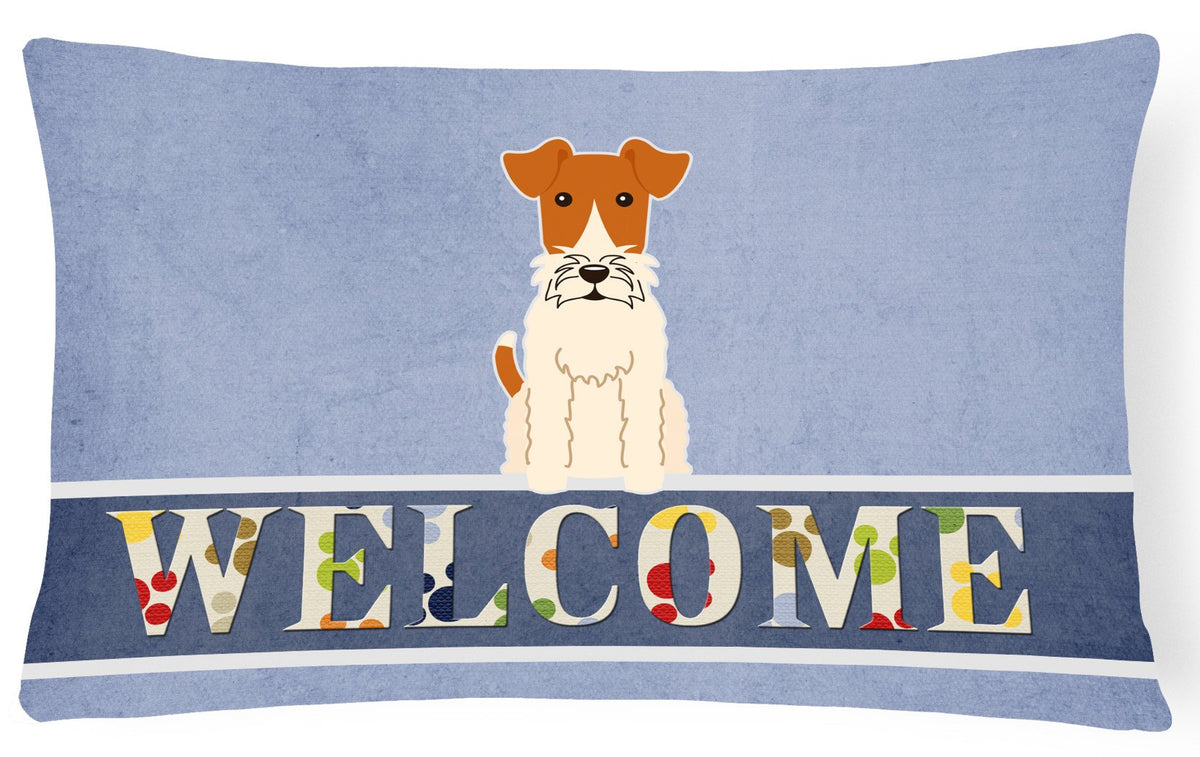 Wire Fox Terrier Welcome Canvas Fabric Decorative Pillow BB5682PW1216 by Caroline&#39;s Treasures