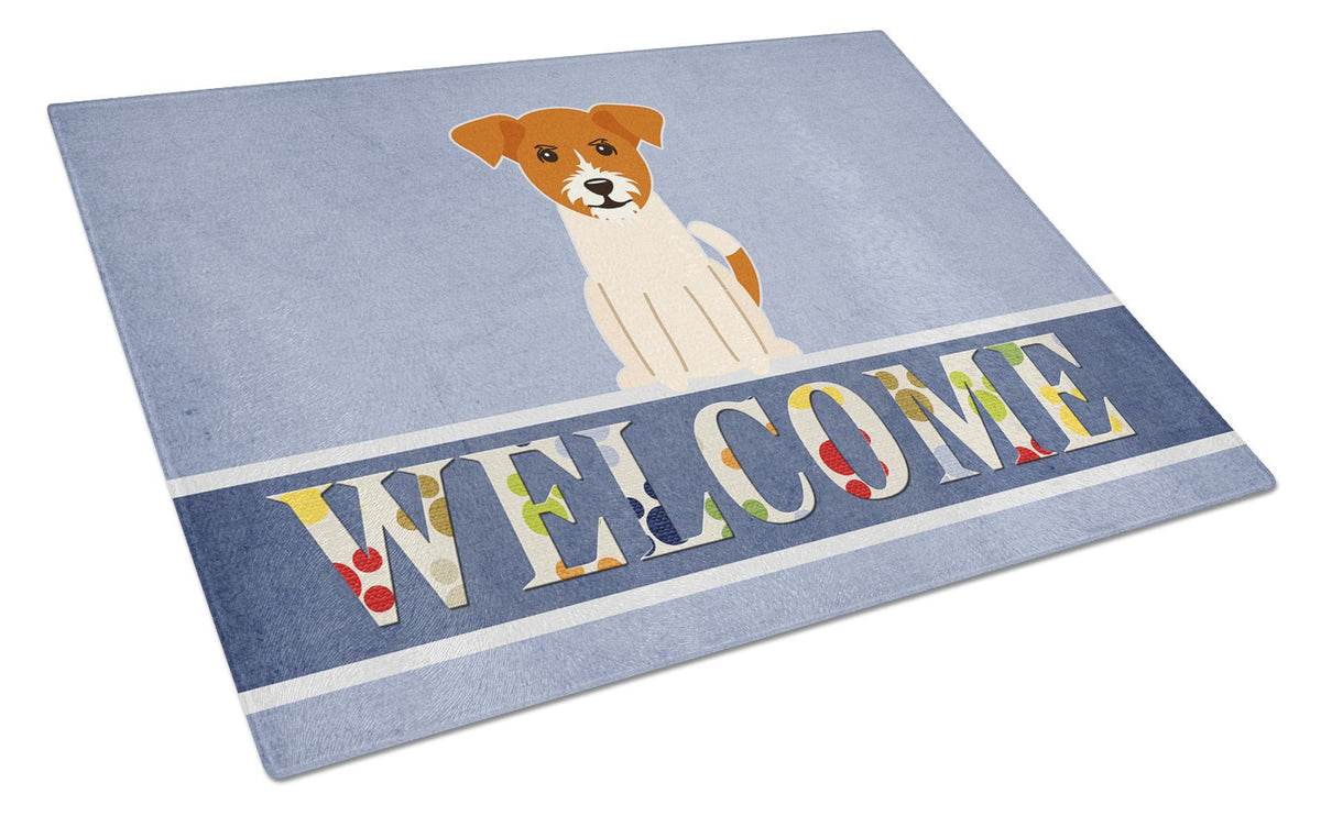 Jack Russell Terrier Welcome Glass Cutting Board Large BB5689LCB by Caroline&#39;s Treasures