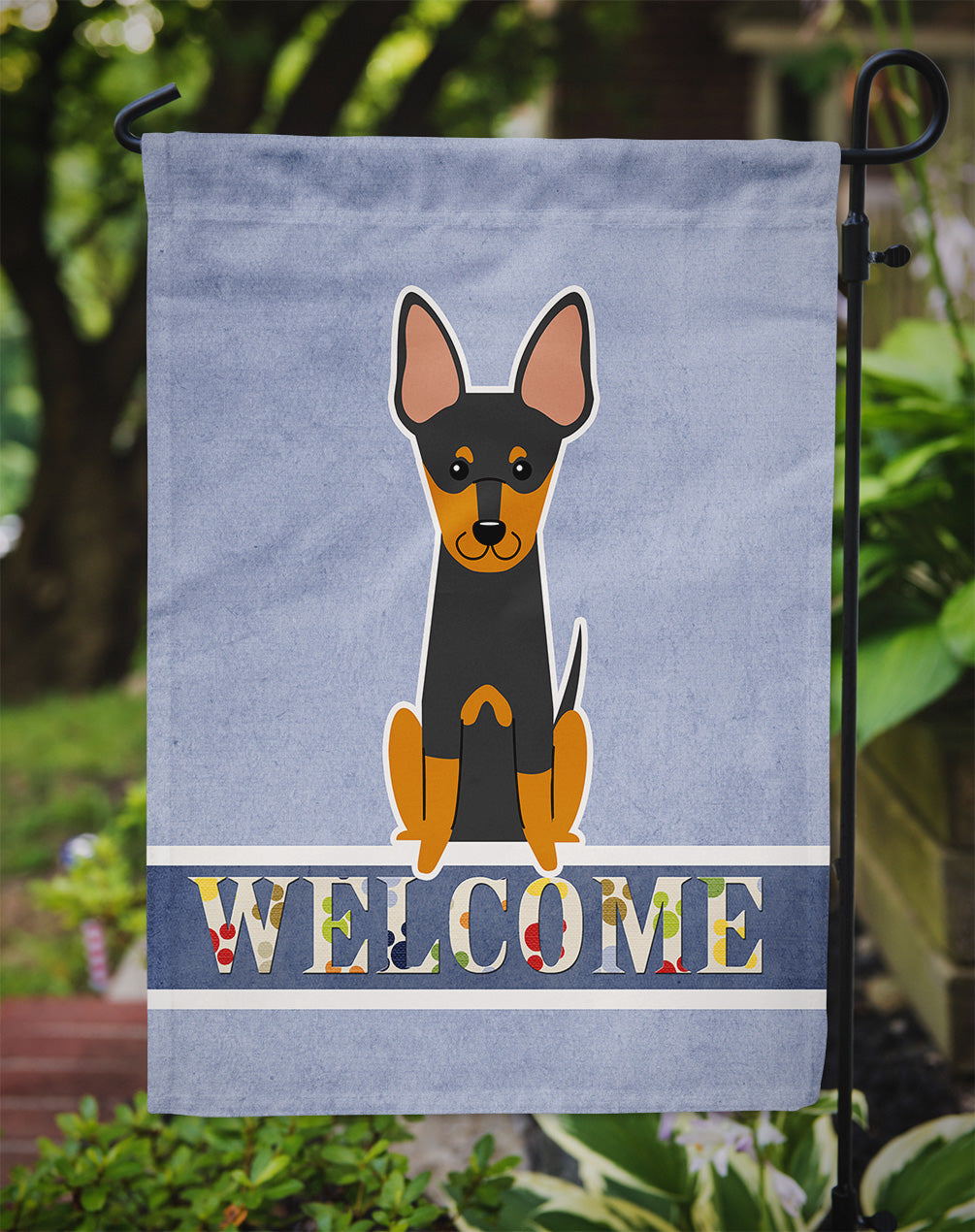 English Toy Terrier Welcome Flag Garden Size BB5690GF