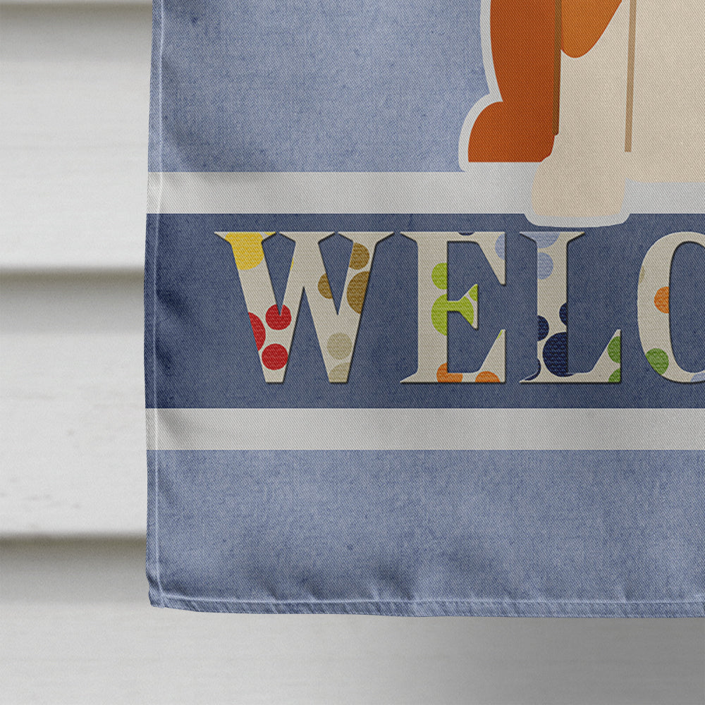 English Foxhound Welcome Flag Canvas House Size BB5691CHF  the-store.com.