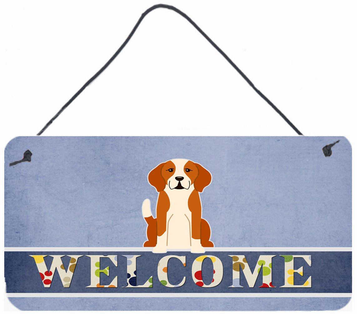 English Foxhound Welcome Wall or Door Hanging Prints BB5691DS812 by Caroline&#39;s Treasures
