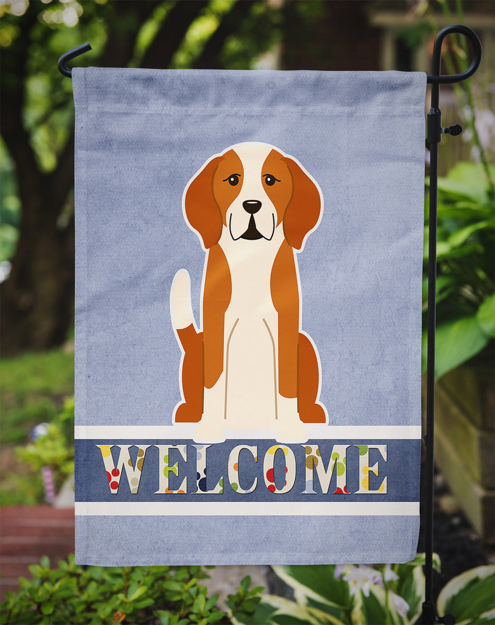 English Foxhound Welcome Flag Garden Size BB5691GF