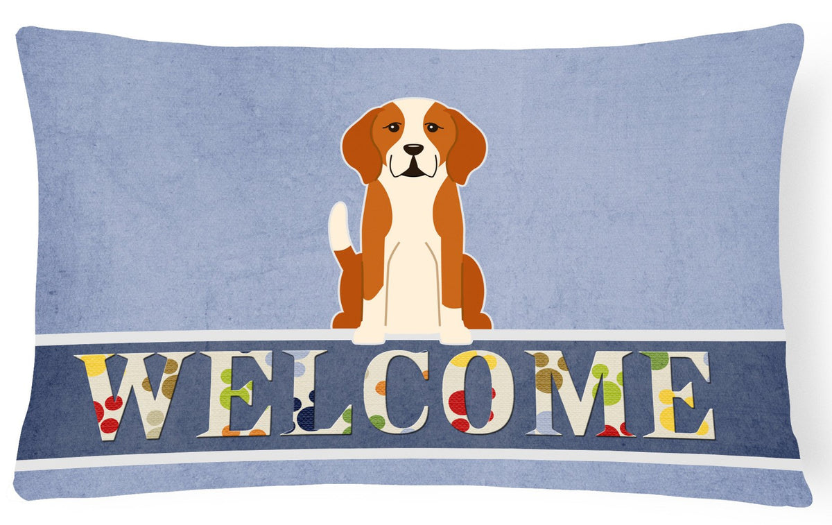 English Foxhound Welcome Canvas Fabric Decorative Pillow BB5691PW1216 by Caroline&#39;s Treasures