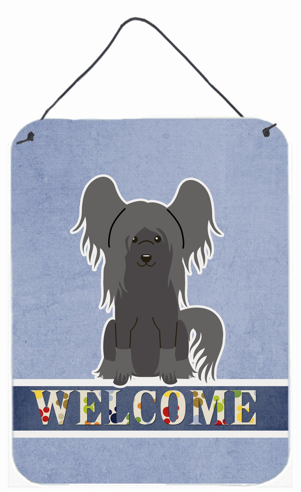 Chinese Crested Black Welcome Wall or Door Hanging Prints BB5693DS1216 by Caroline&#39;s Treasures