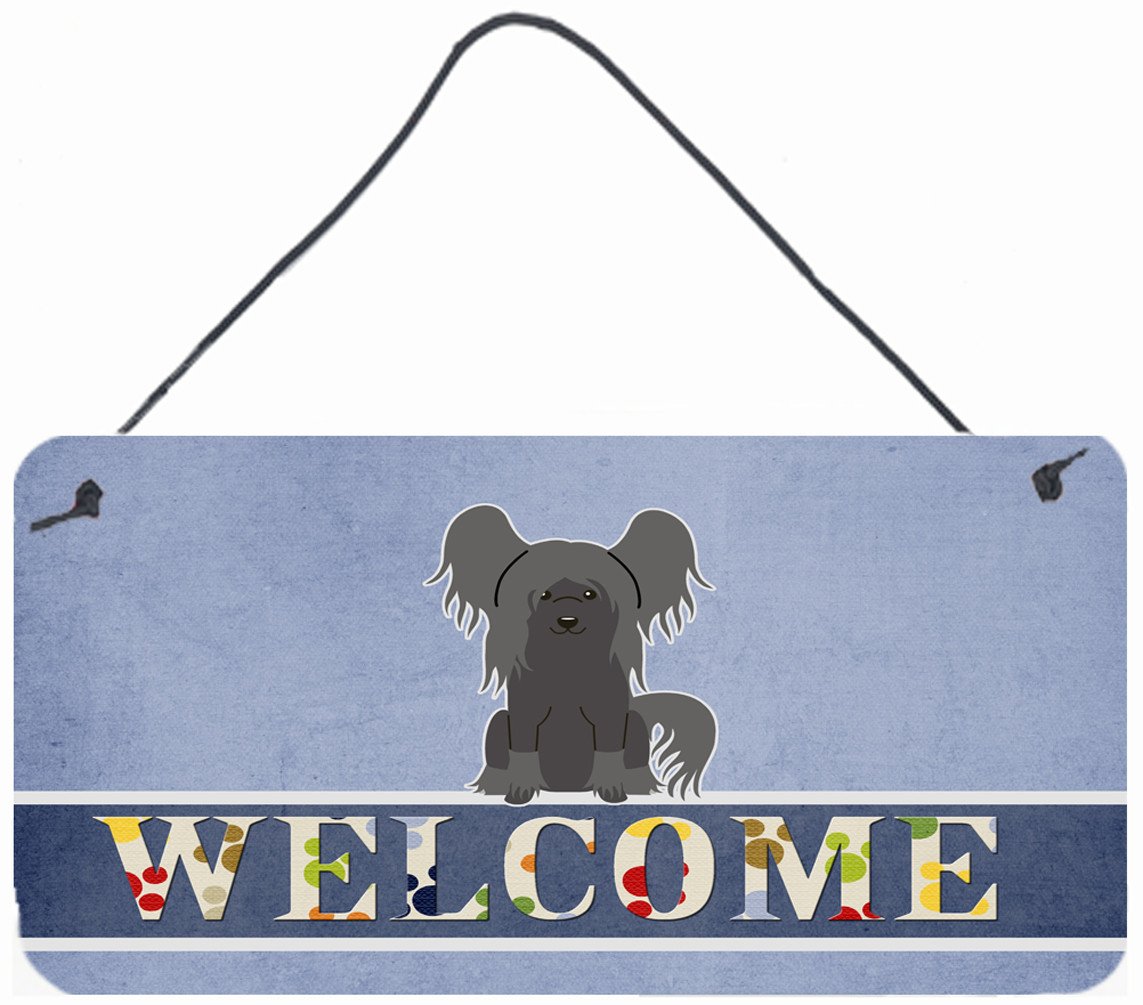 Chinese Crested Black Welcome Wall or Door Hanging Prints BB5693DS812 by Caroline&#39;s Treasures