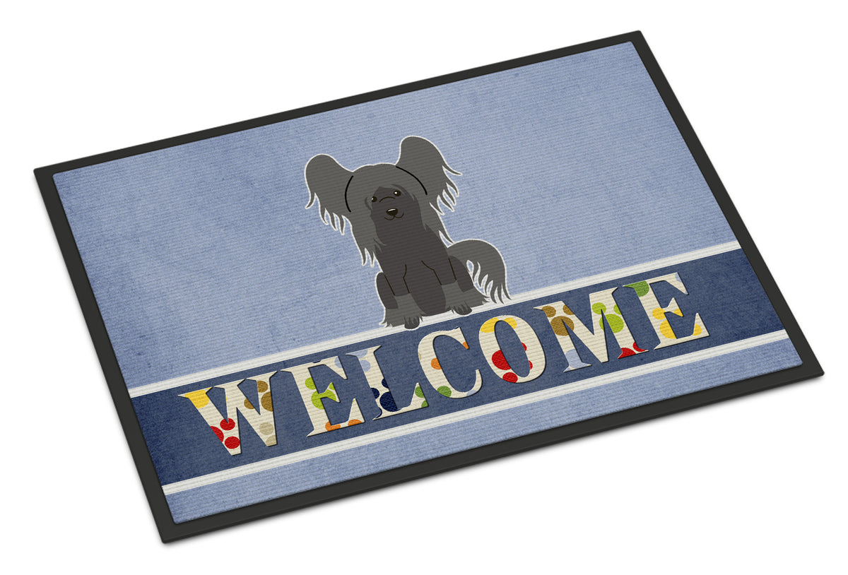 Chinese Crested Black Welcome Indoor or Outdoor Mat 18x27 BB5693MAT - the-store.com