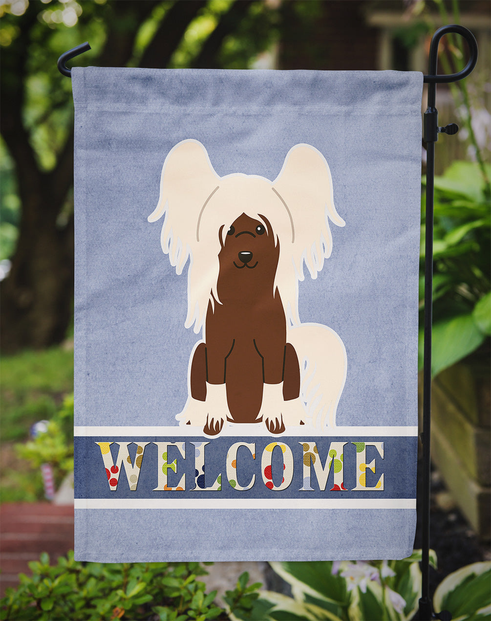 Chinese Crested Cream Welcome Flag Garden Size BB5694GF