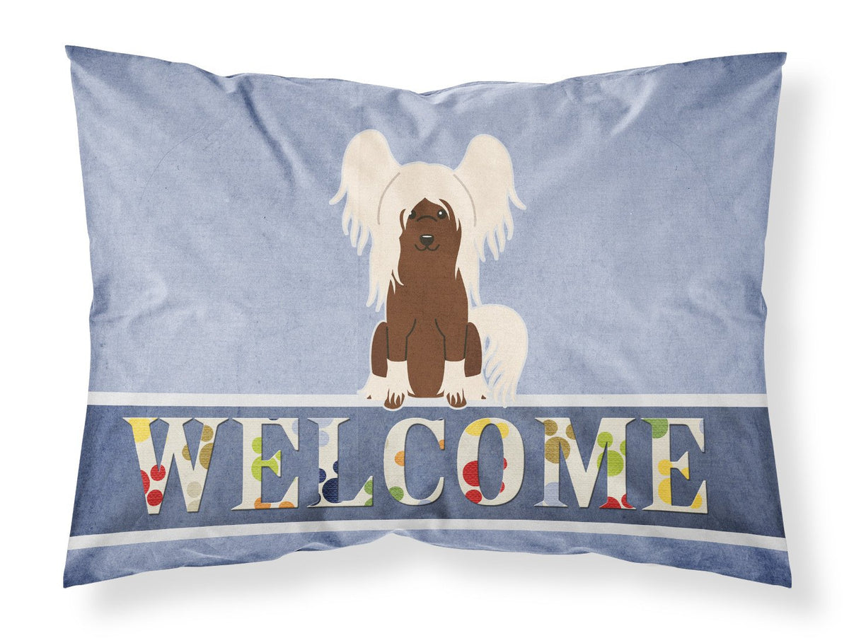 Chinese Crested Cream Welcome Fabric Standard Pillowcase BB5694PILLOWCASE by Caroline&#39;s Treasures