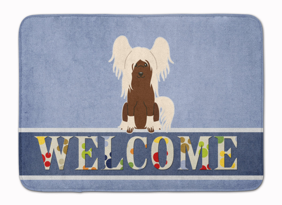 Chinese Crested Cream Welcome Machine Washable Memory Foam Mat BB5694RUG - the-store.com