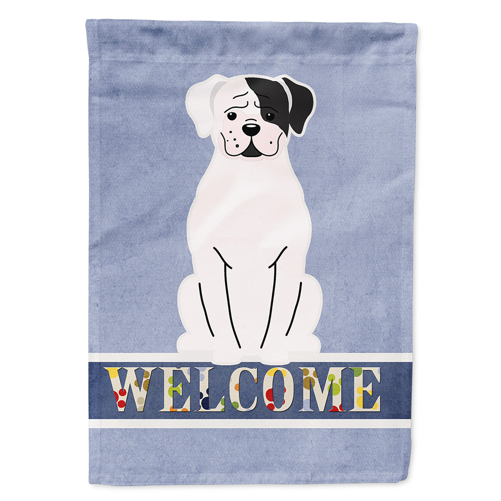 White Boxer Cooper Welcome Flag Canvas House Size BB5695CHF