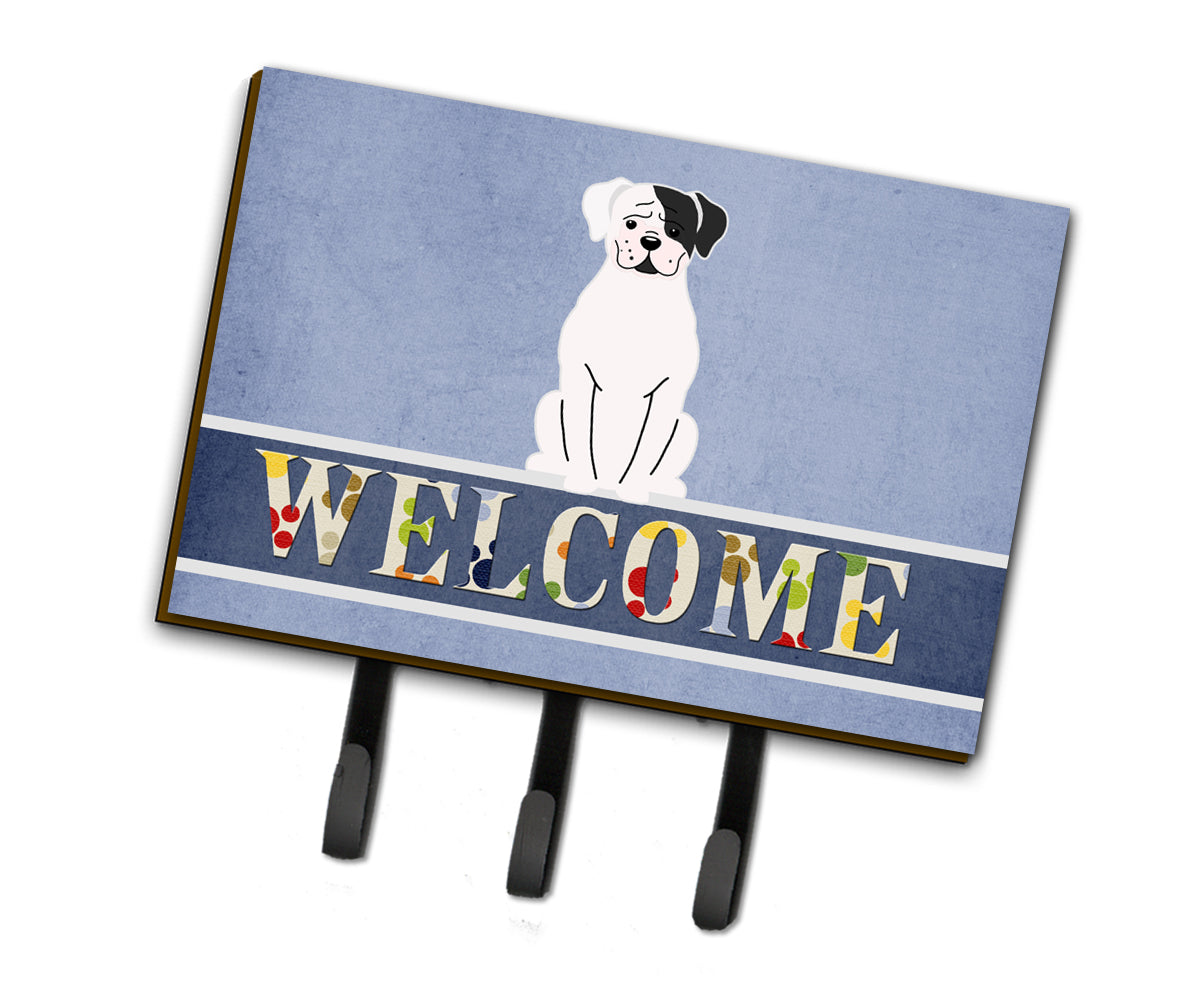 White Boxer Cooper Welcome Leash or Key Holder BB5695TH68