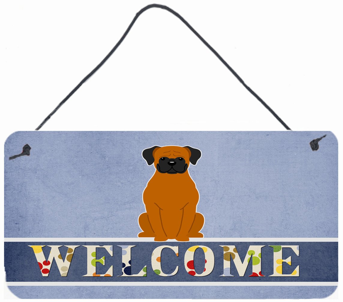 Fawn Boxer Welcome Wall or Door Hanging Prints BB5696DS812 by Caroline's Treasures