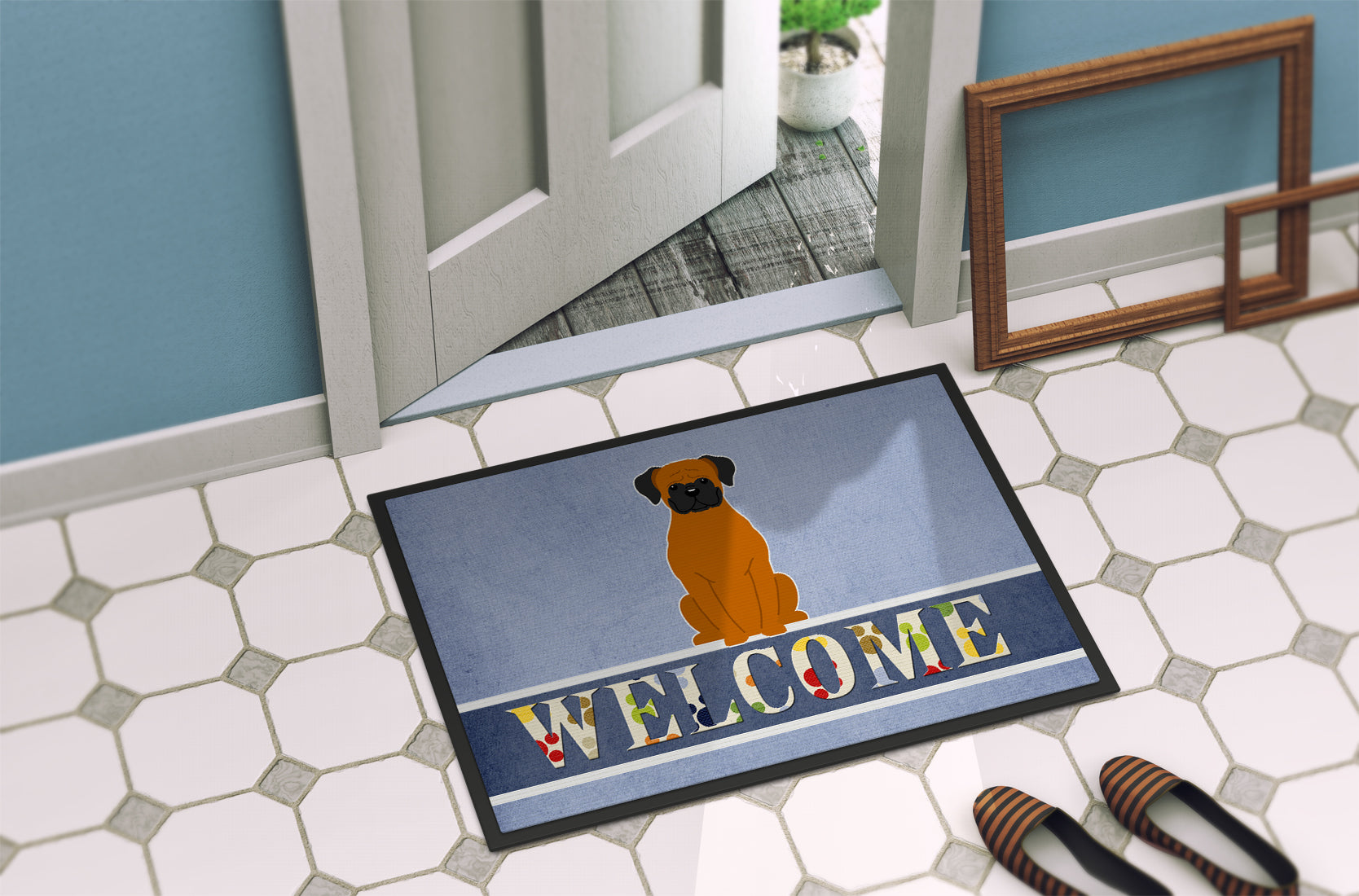 Fawn Boxer Welcome Indoor or Outdoor Mat 18x27 BB5696MAT - the-store.com