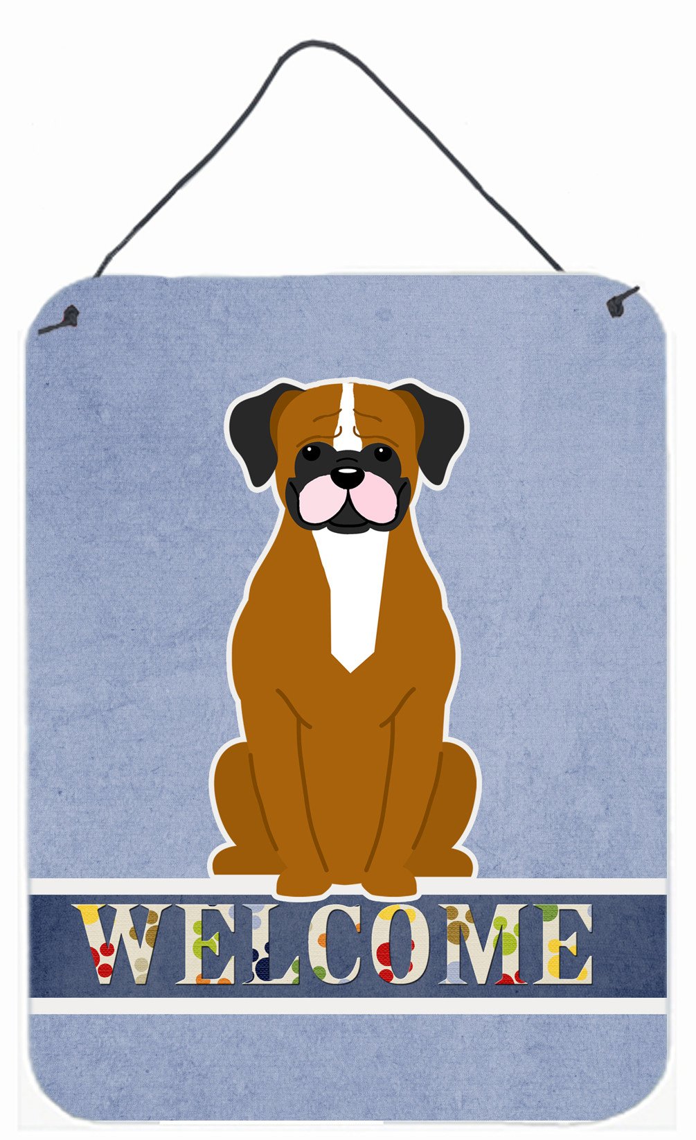 Flashy Fawn Boxer Welcome Wall or Door Hanging Prints BB5697DS1216 by Caroline's Treasures