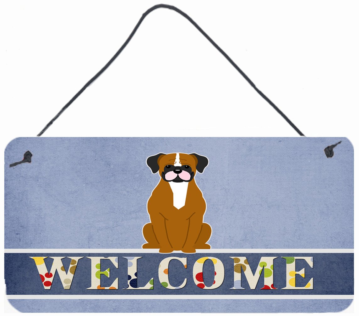 Flashy Fawn Boxer Welcome Wall or Door Hanging Prints BB5697DS812 by Caroline's Treasures