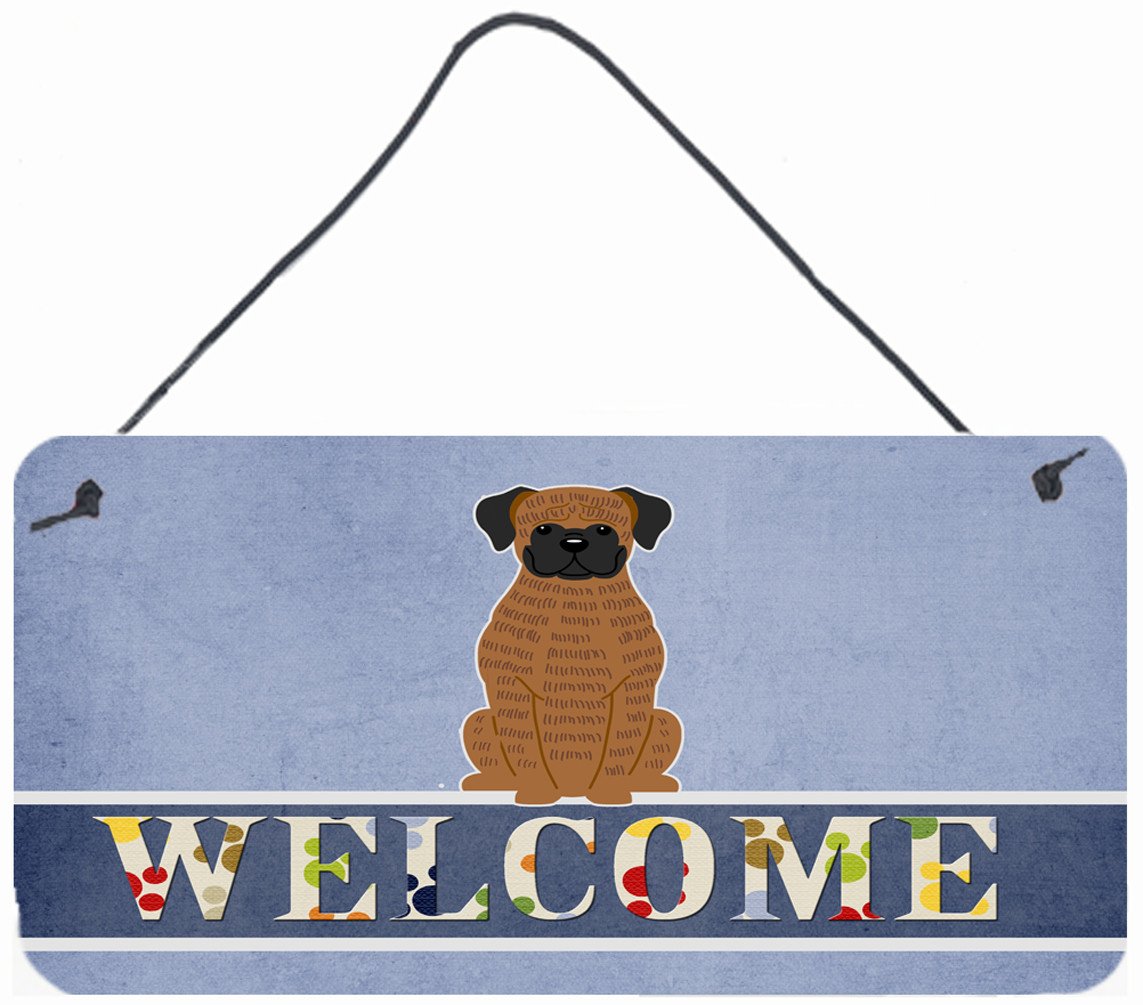 Brindle Boxer Welcome Wall or Door Hanging Prints BB5698DS812 by Caroline's Treasures