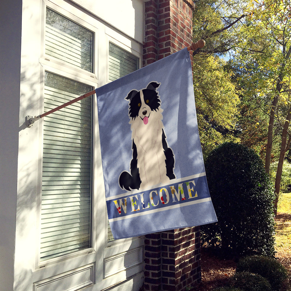 Border Collie Black White Welcome Flag Canvas House Size BB5699CHF  the-store.com.