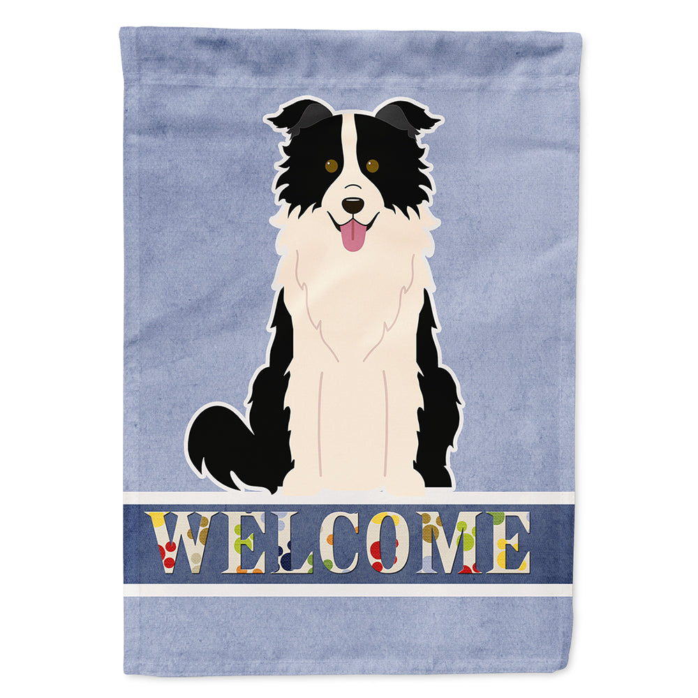 Border Collie Black White Welcome Flag Canvas House Size BB5699CHF