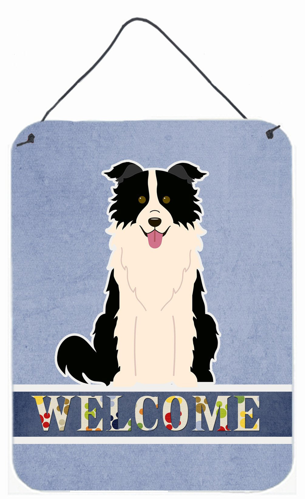 Border Collie Black White Welcome Wall or Door Hanging Prints BB5699DS1216 by Caroline's Treasures