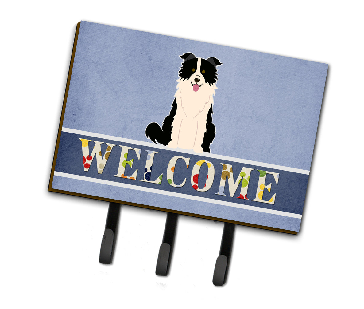 Border Collie Black White Welcome Leash or Key Holder BB5699TH68  the-store.com.