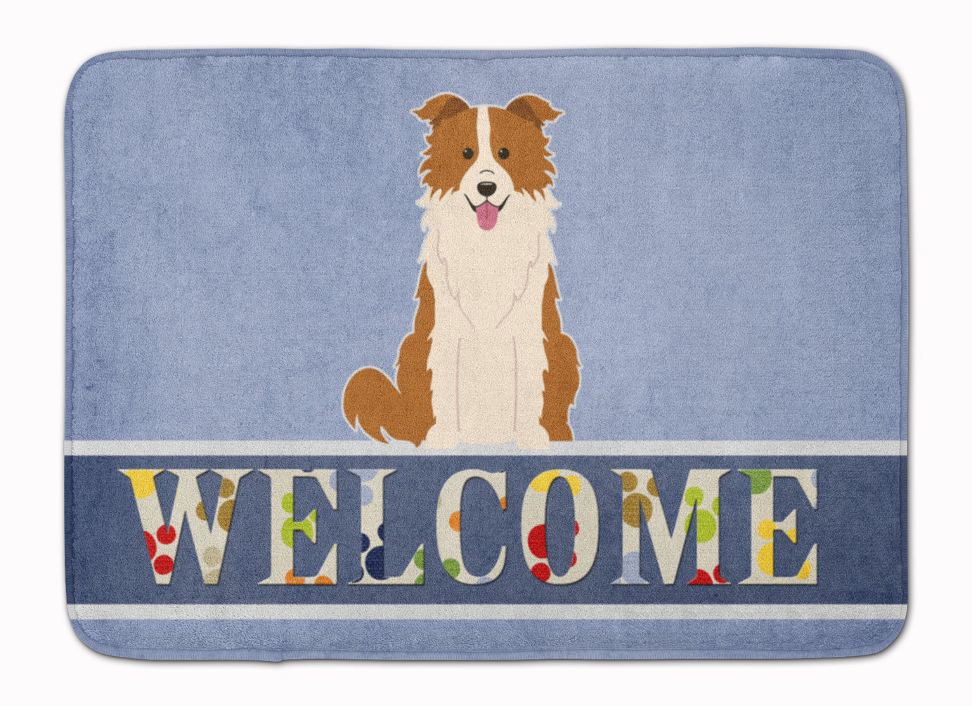 Border Collie Red White Welcome Machine Washable Memory Foam Mat BB5700RUG - the-store.com