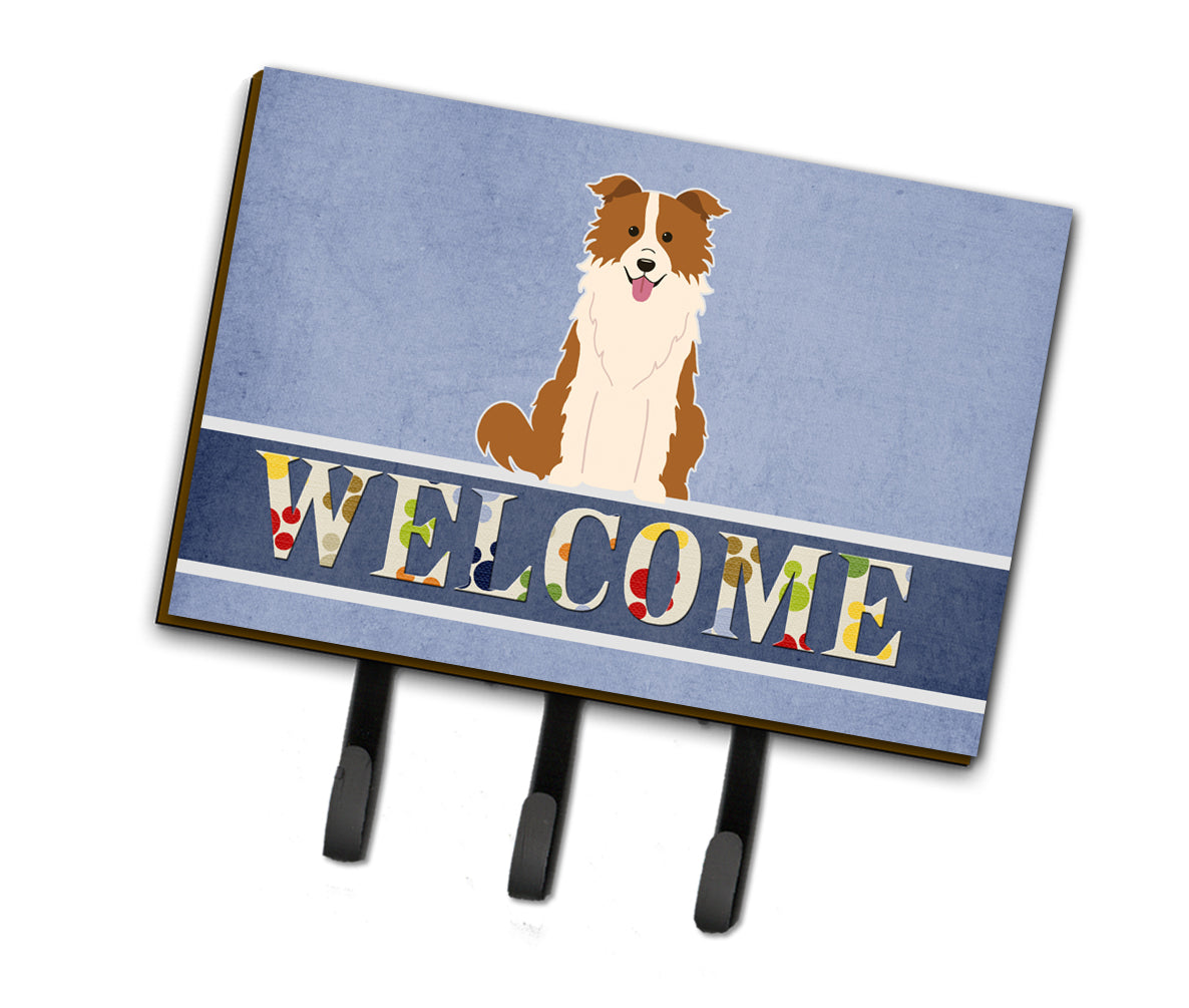 Border Collie Red White Welcome Leash or Key Holder BB5700TH68