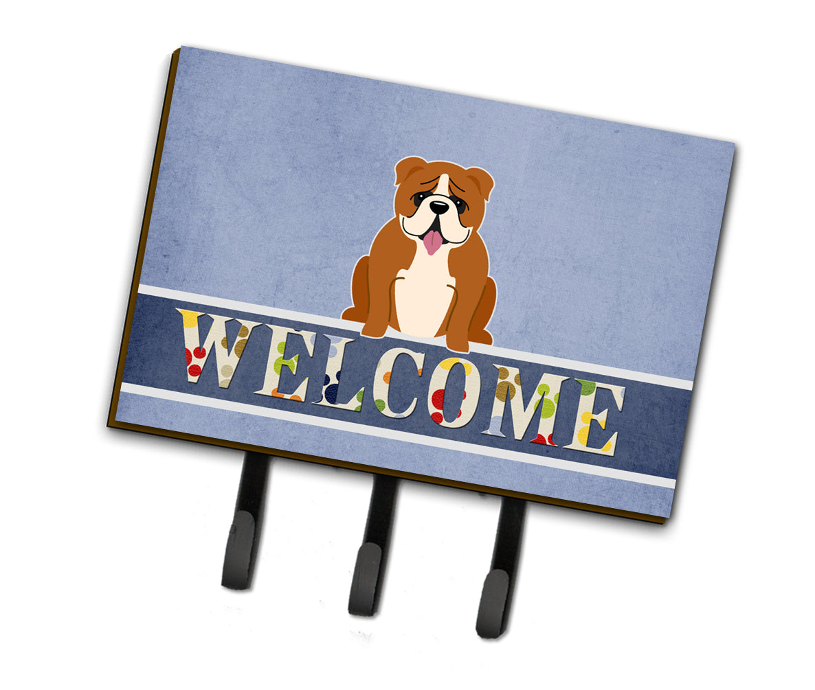 English Bulldog Red White Welcome Leash or Key Holder BB5701TH68  the-store.com.