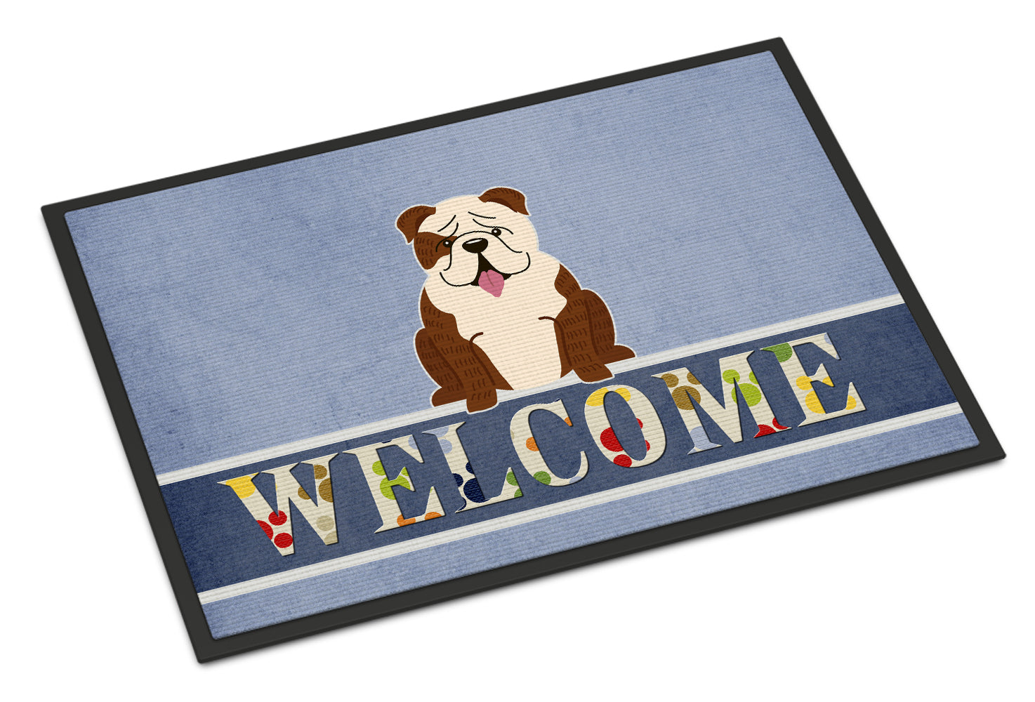 English Bulldog Brindle White Welcome Indoor or Outdoor Mat 18x27 BB5702MAT - the-store.com