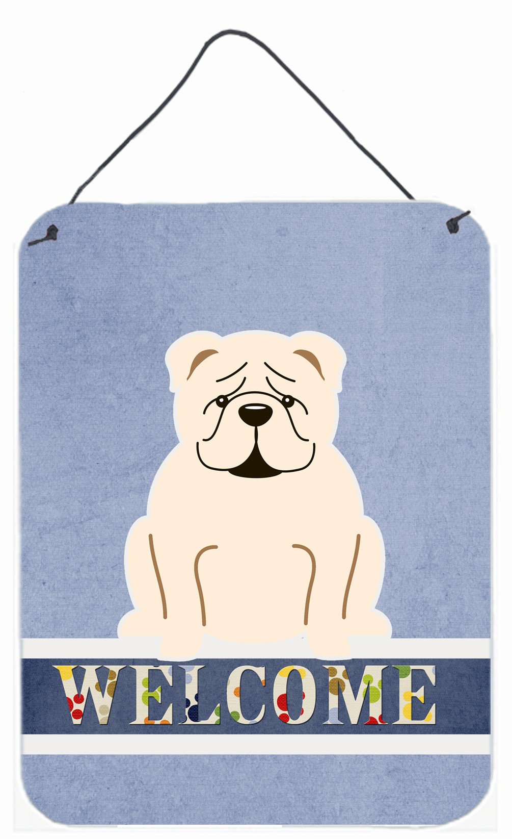 English Bulldog White Welcome Wall or Door Hanging Prints BB5704DS1216 by Caroline's Treasures