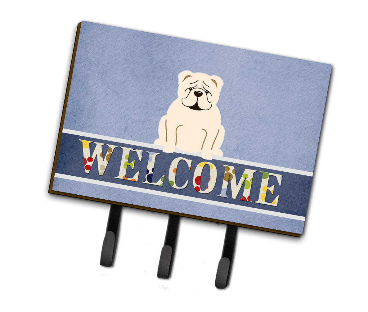 English Bulldog White Welcome Leash or Key Holder BB5704TH68