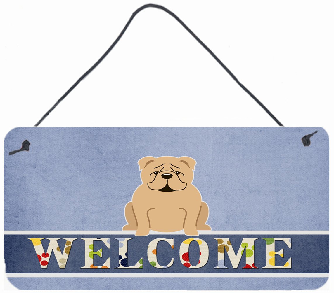 English Bulldog Fawn Welcome Wall or Door Hanging Prints BB5705DS812 by Caroline's Treasures