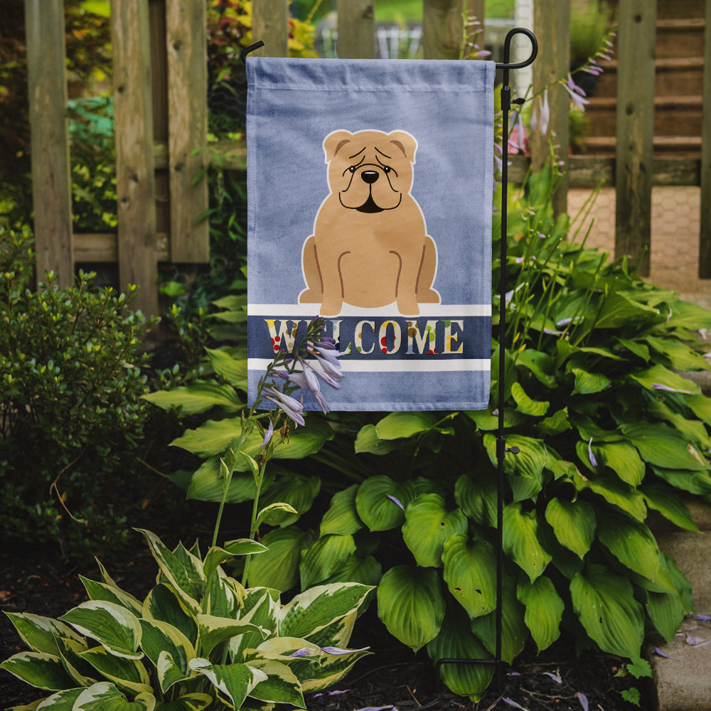 English Bulldog Fawn Welcome Flag Garden Size BB5705GF  the-store.com.