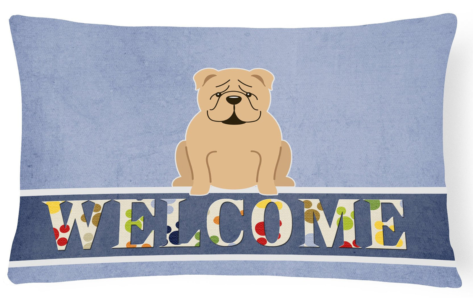 English Bulldog Fawn Welcome Canvas Fabric Decorative Pillow BB5705PW1216 by Caroline's Treasures